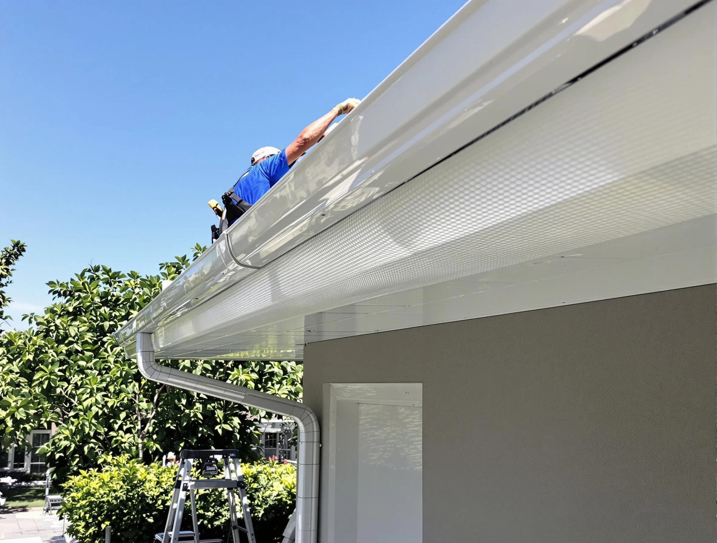 Debris-free gutter guard system by Solon Roofing Company in Solon, OH