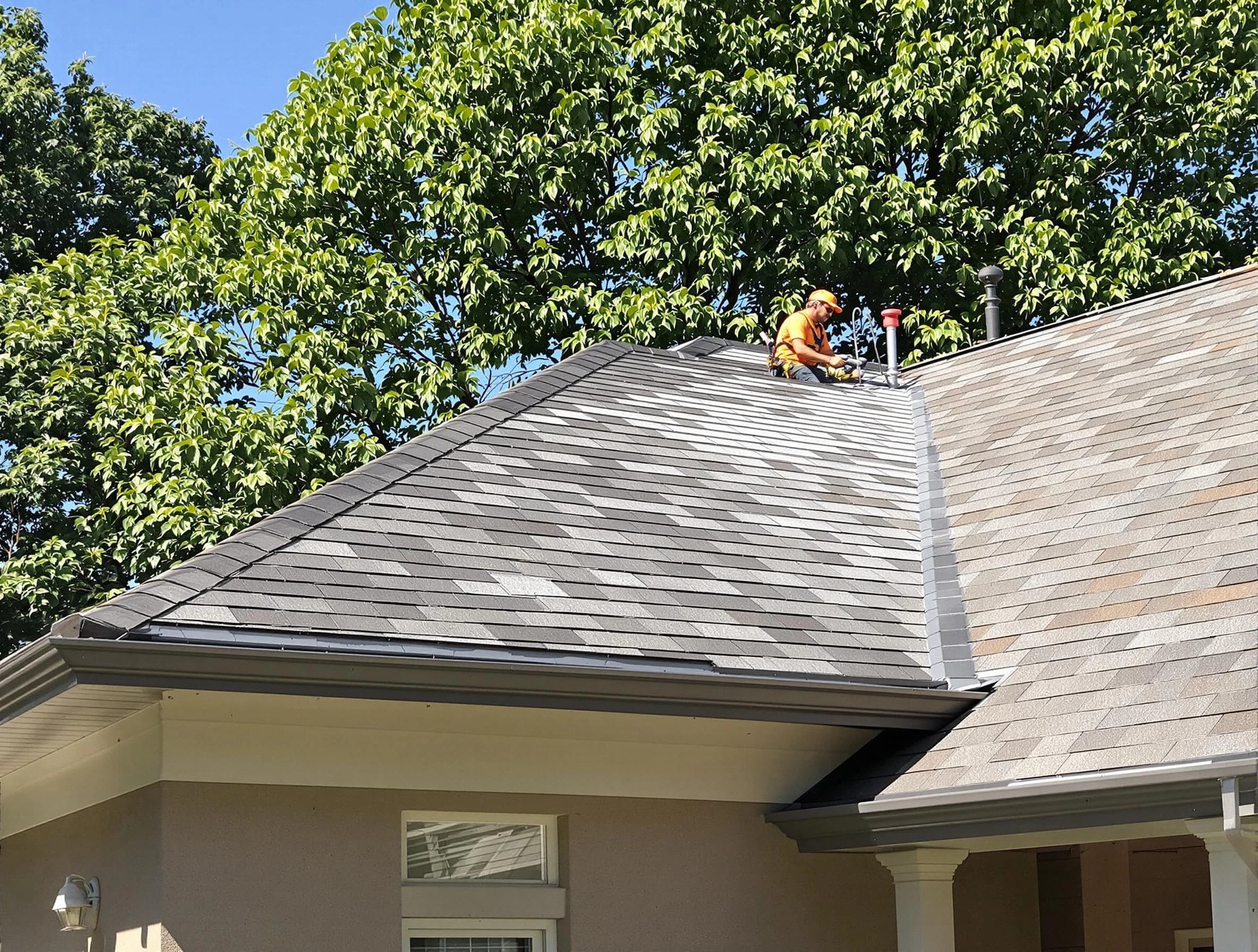 Newly completed shingle roofing by Solon Roofing Company in Solon, OH